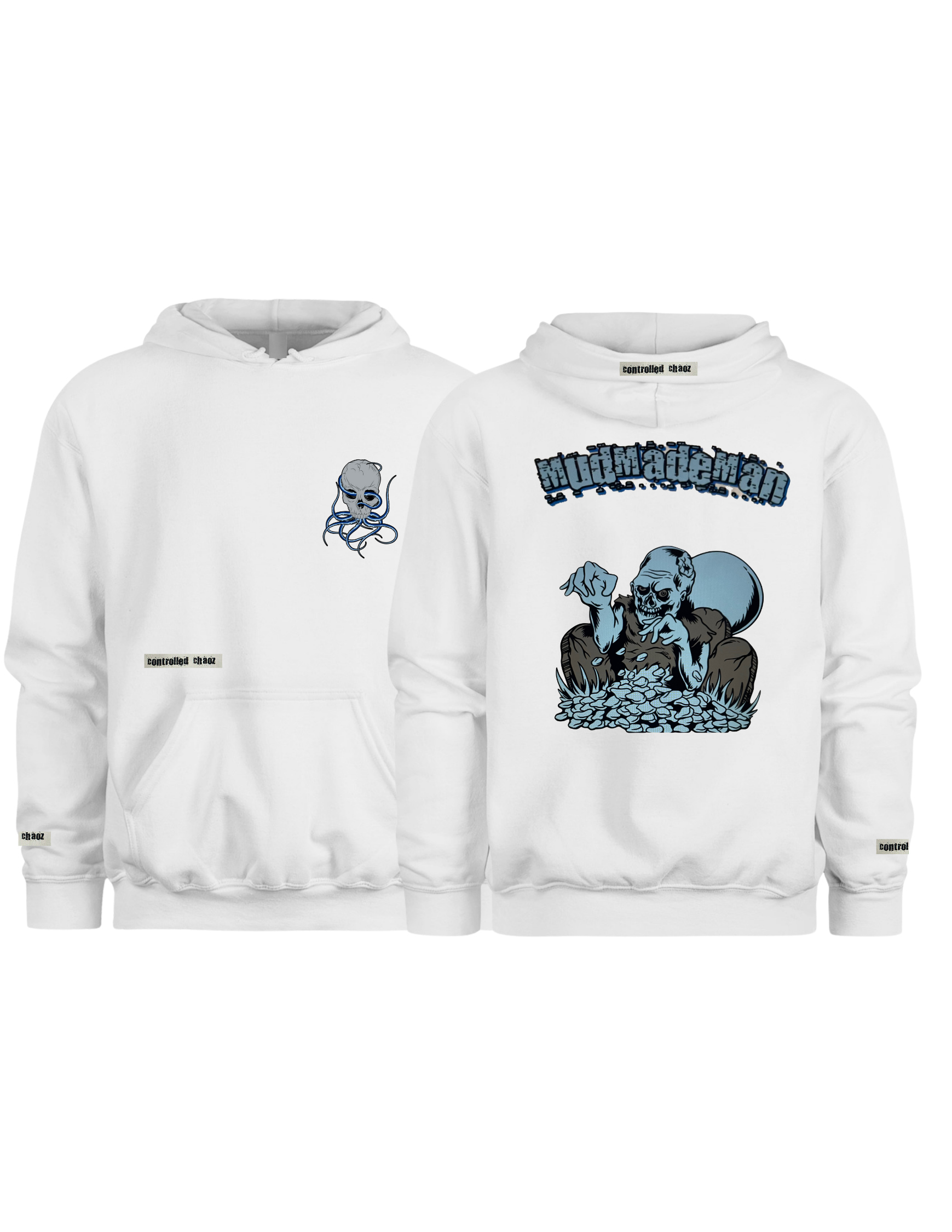 MudMadeMan Hoodie (Blue) Black and White