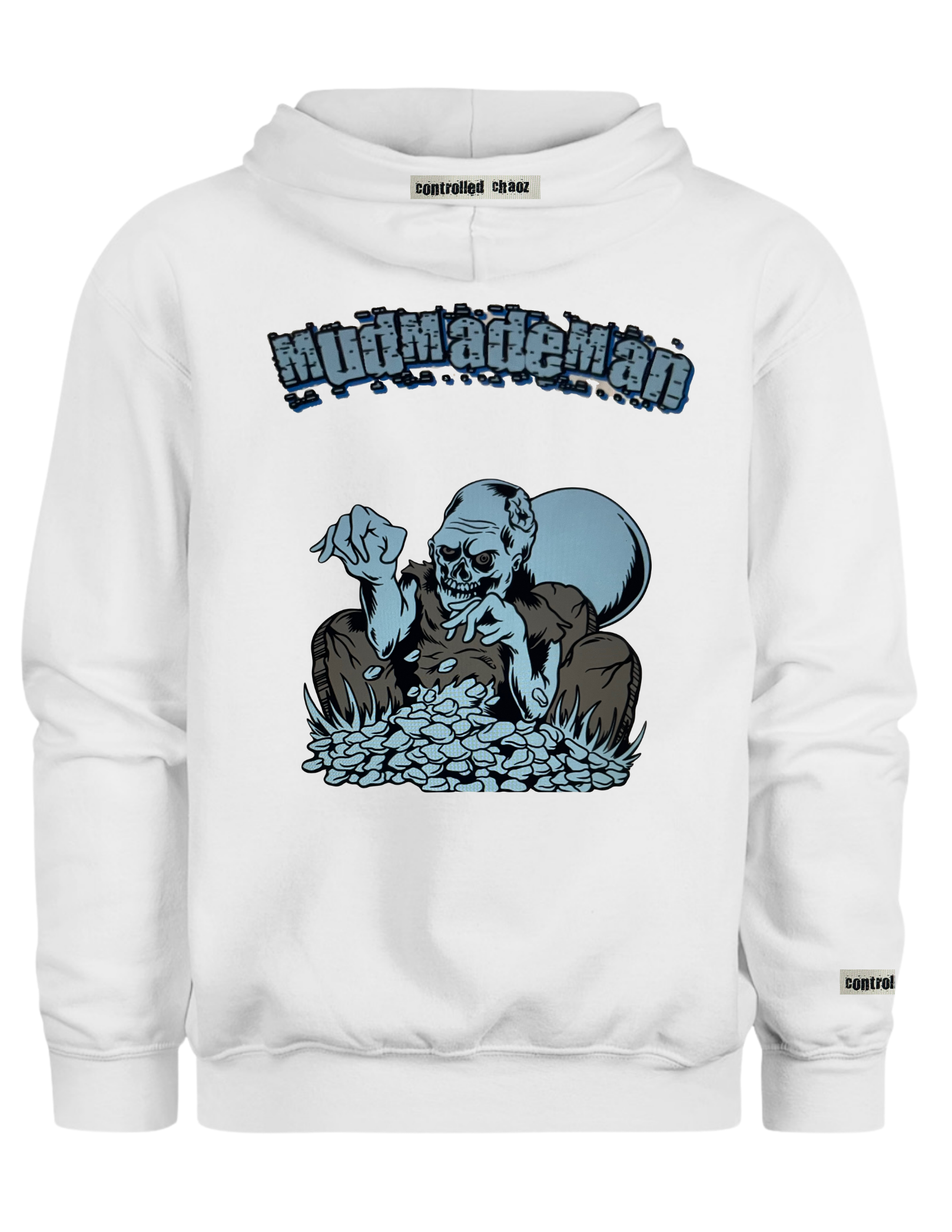 MudMadeMan Hoodie (Blue) Black and White