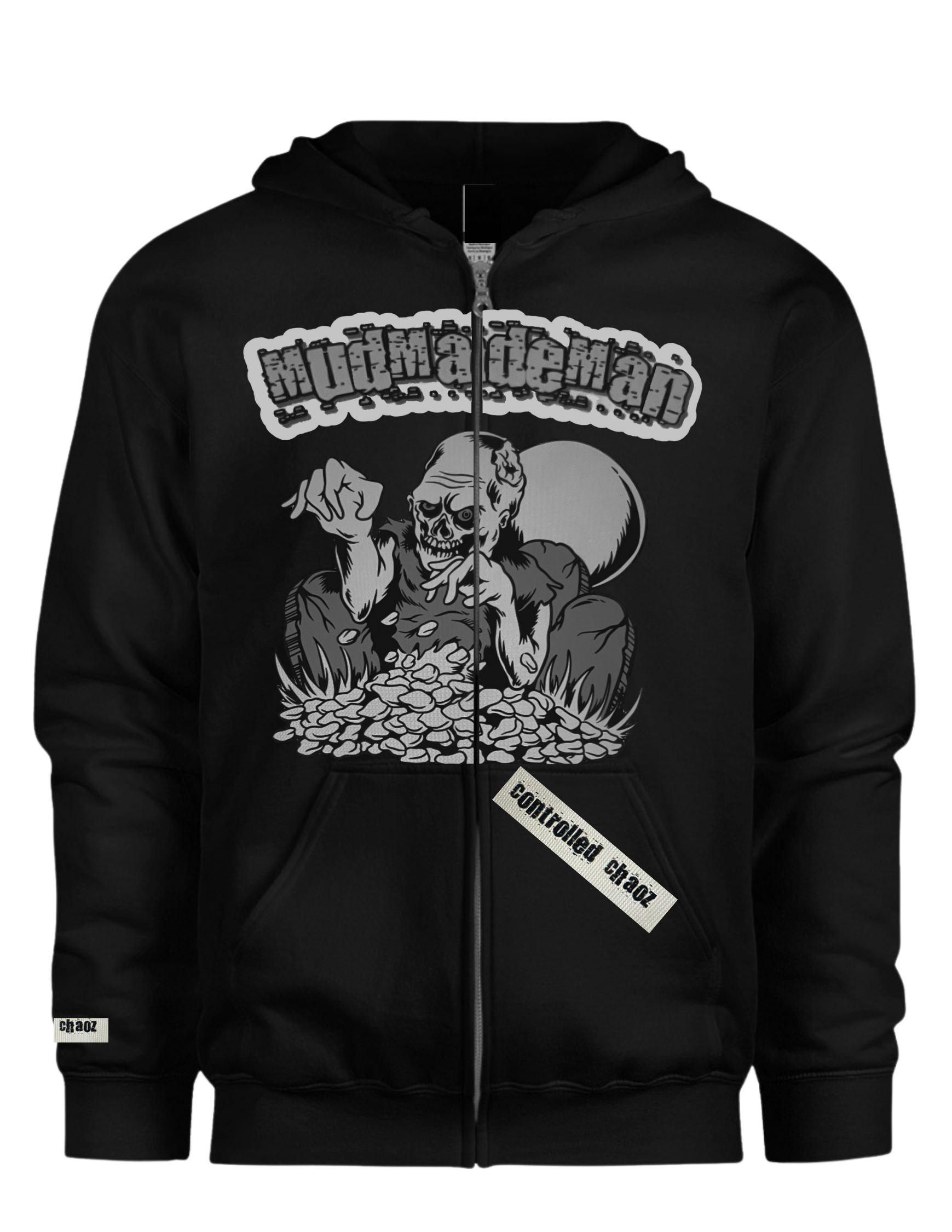 MudMadeMan Black & Grey Zip-Up Hoodie